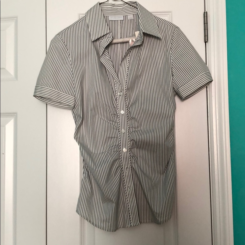 Short Sleeve Striped Button Down